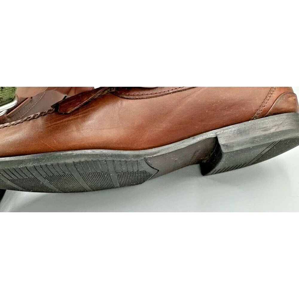 Rockport - men's brown leather shoes w fringes M4044 - low heel -‎ size 9.5